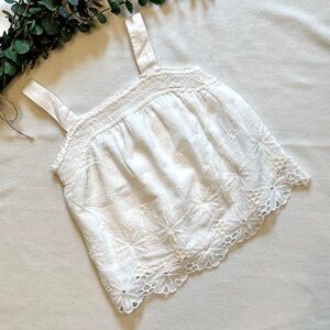 NWT Abercrombie Kids Embroidered Cutwork Square-neck Top size 7/8